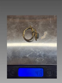 Antique Gold Ring with Green Stone Inlays