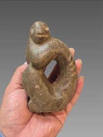 Pre-Columbian Taíno Carved Hunched Zemi Figure