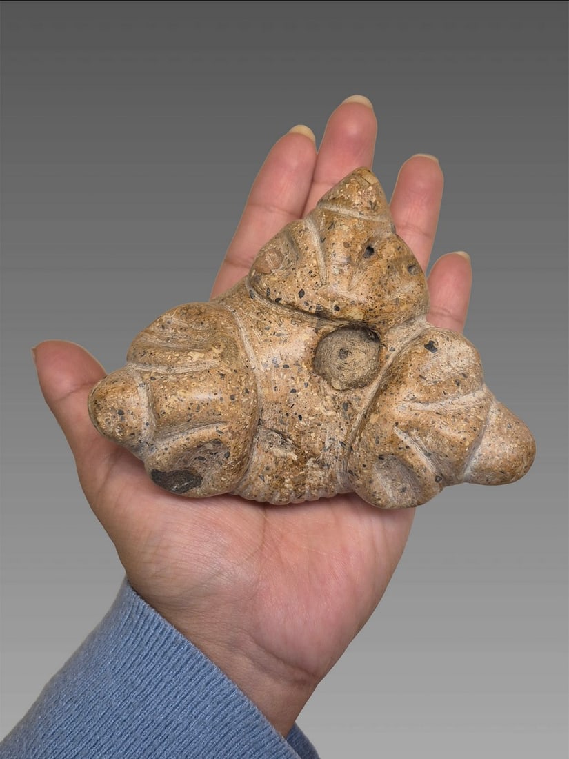 Pre-Columbian Taíno Stone Carved Effigy Zemi Idol Triangular Form (1 of 6)