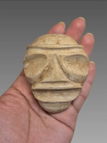 Pre-Columbian Taino Stone Carved Zemi Mask Effigy Figure