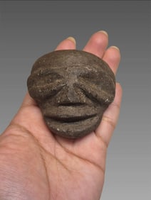 Pre-Columbian Taino Stone Carved Zemi Mask Idol Figure