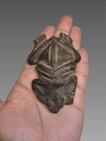 Pre-Columbian Taino Stone Carved Frog Zemi Idol
