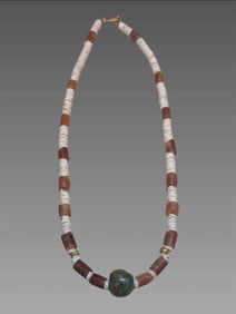 Pre-Columbian Spondyllus Shell and Agate Bead Necklace