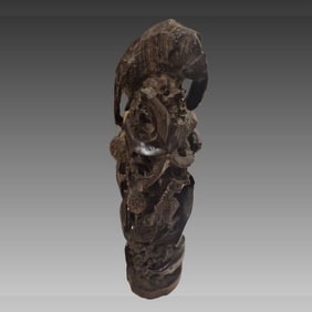 Antique Ebony Wood Carved Sealife Sculpture