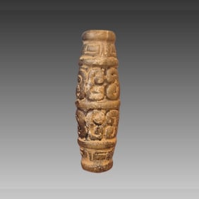 Ancient Hongshan Culture Carved Jade Roller Pendant