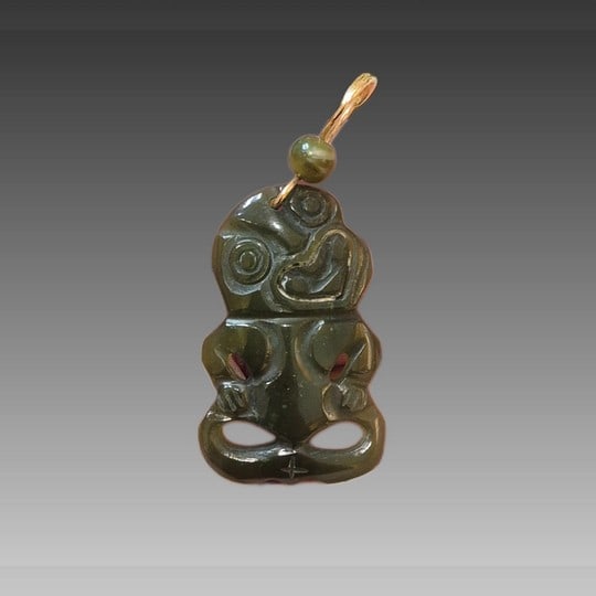 Antique Maori Greenstone Hei-Tiki Pendant (1 of 7)