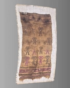 Large Pre-Columbian Andean Textile Fragment With Anthropomorphic Figures