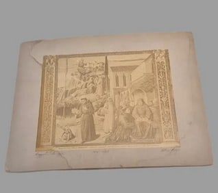 Antique Religious Lithograph Triumph Of Death Over Church and State