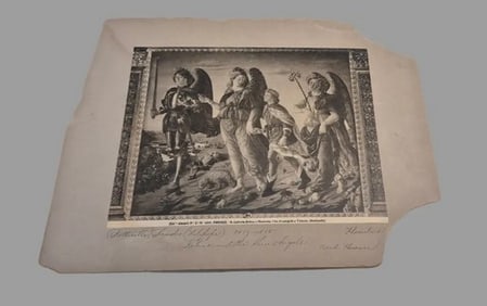Antique Lithograph The Three Archangels with Tobias