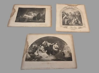 Antique 19th Century Religious Art Prints Biblical Engravings Depicting Jesus & Apostles