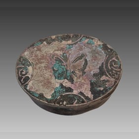 Antique Brass Oval Trinket Box with Butterfly Motif