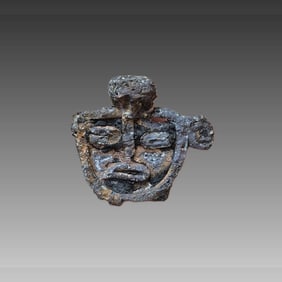 Pre-Columbian Bronze Maskette Pendant