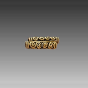 Pre-Columbian Gold Relief Tubular Beads, Tairona Culture