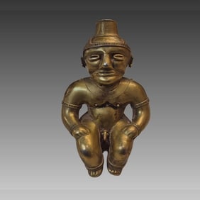 Pre-Columbian Quimbaya Gold Alloy Seated Figure, ca. 500–1000 AD, Colombia