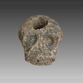 Pre-Columbian Carved Skull Jaguar Mace, Mayan