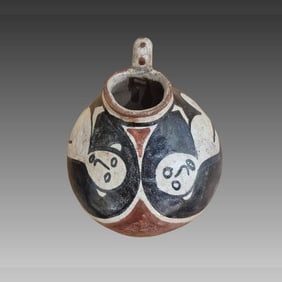 Extremly Rare Pre-Columbian Polychrome Vessel, Possible Hero Twins?
