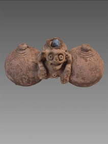 Pre-Columbian Taino Ceramic Fertility Vessel With Figure