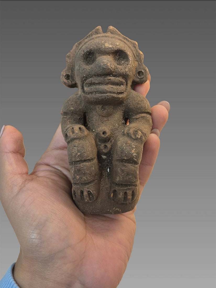 Pre-Columbian Taino Ceramic Zemi Anthromorphic Shaman: Pre-Columbian Taino Ceramic Zemi Anthromorphic Shaman, Taino Culture 1100 and 1500 A.D Dimensions: 2"x5"
