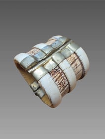 Antique Wide Cuff Bracelet with Sterling Silver Hinge