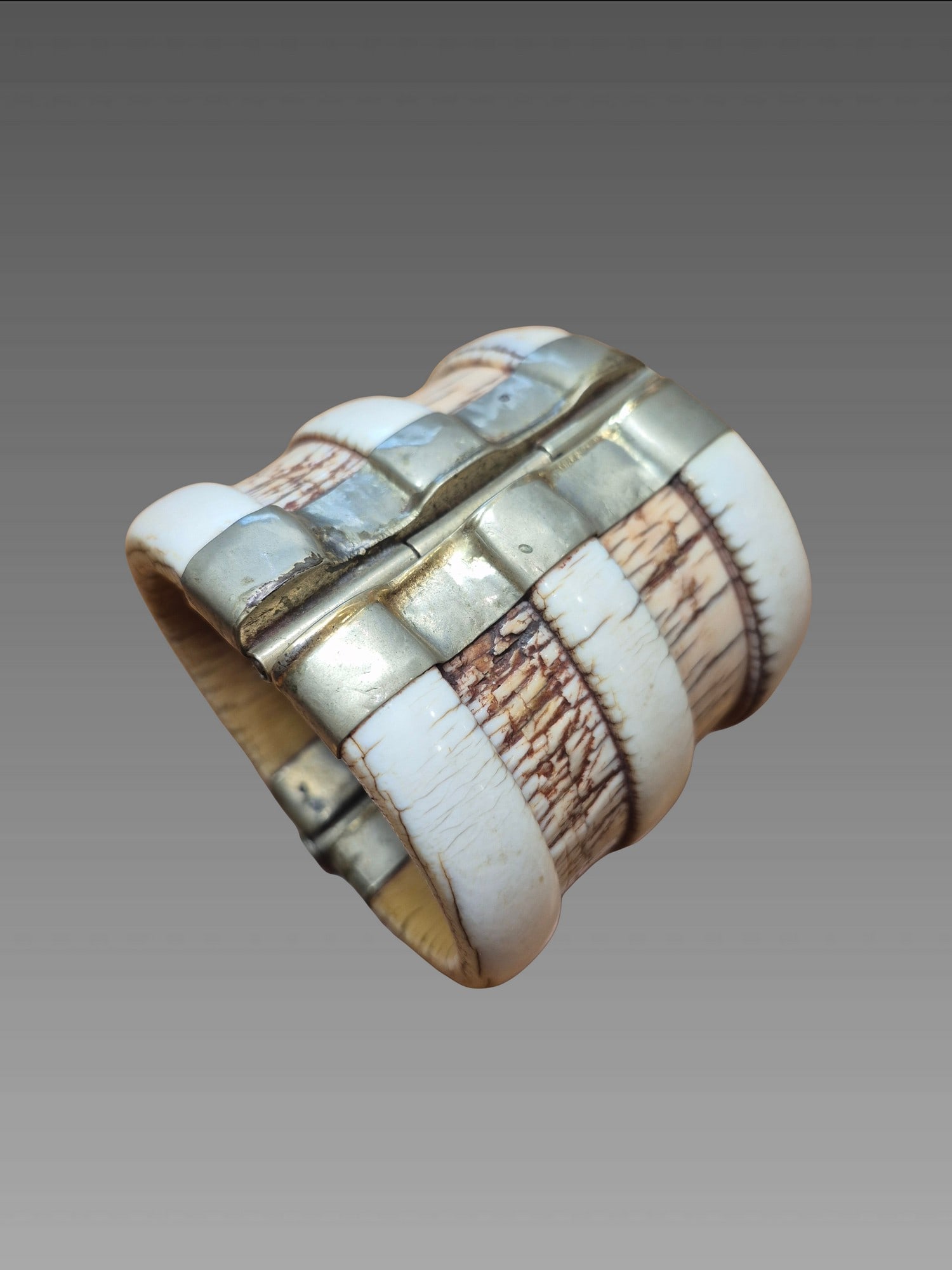 Antique Wide Cuff Bracelet with Sterling Silver Hinge (1 of 8)