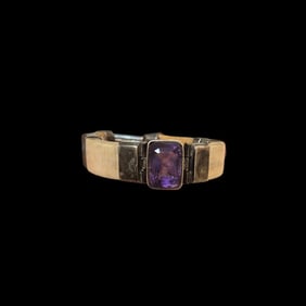 Antique Cuff Bracelet With Amethyst Center Stone