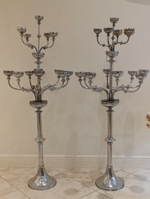 Mid-Century Silver Plated Candelabra Pair, Very Rare