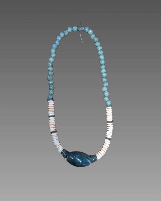 Pre-Columbian Style Blue Jade and Spondyllus Bead Necklace (1 of 6)