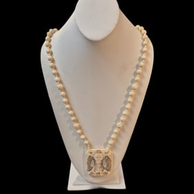 Antique Hand Knotted Beaded Netsuke Necklace