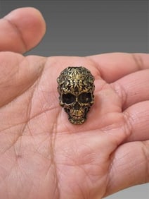 Antique Victorian Bronze Skull Pendant
