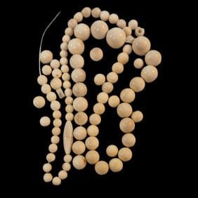 Carved Antique Round Beads, Graduated Beads