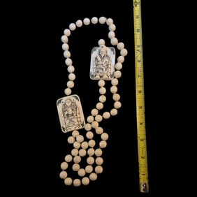 Antique Beaded Necklace with Polychrome Netsuke Pendants