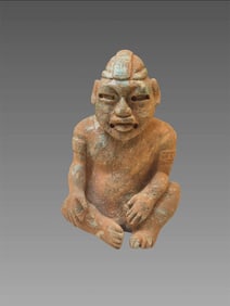 Pre-Columbian Olmecoid Jade Seated Figure