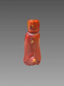 Antique Natural Red Coral Hand Carved Snuff Bottle