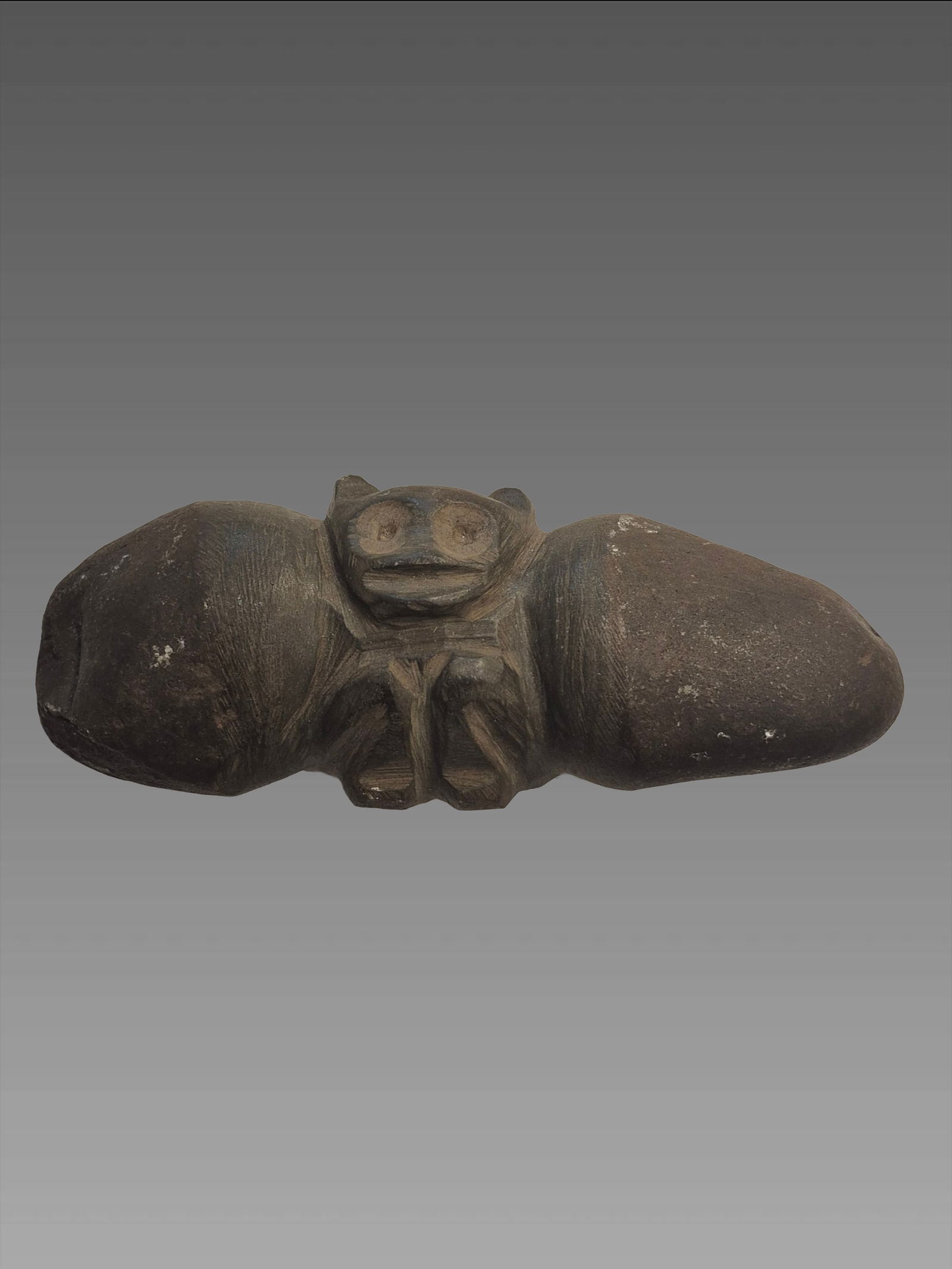 Pre-Columbian Taino Stone Carved Bat Zemi Figure: 3"x3.5" Pre-Columbian Taino Stone Carved Bat Zemi Figure