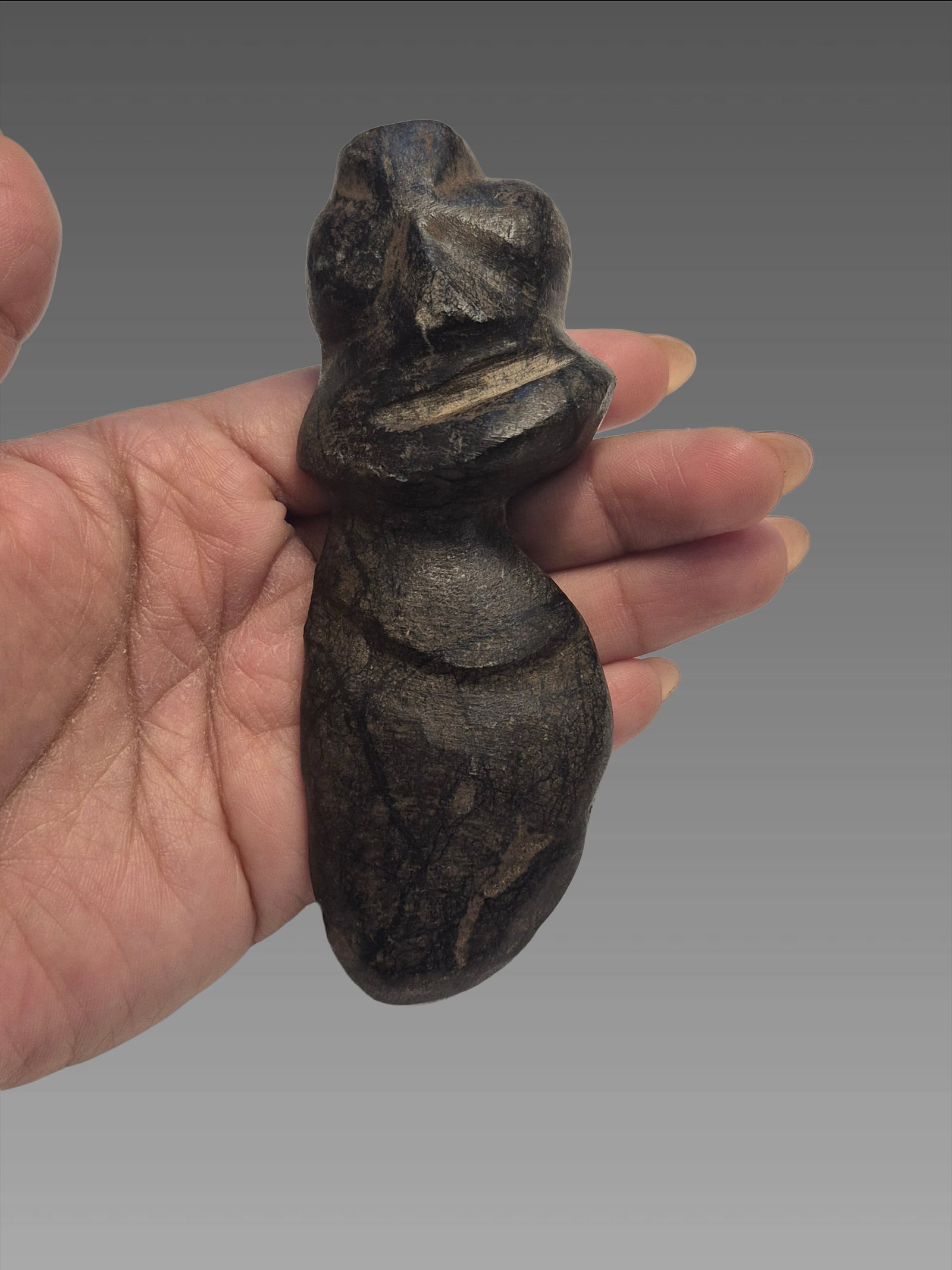 Pre-Columbian Taino Stone Carved Abstract Zemi Figure: 1.5"x4.5" Pre-Columbian Taino Stone Carved Abstract Zemi Figure