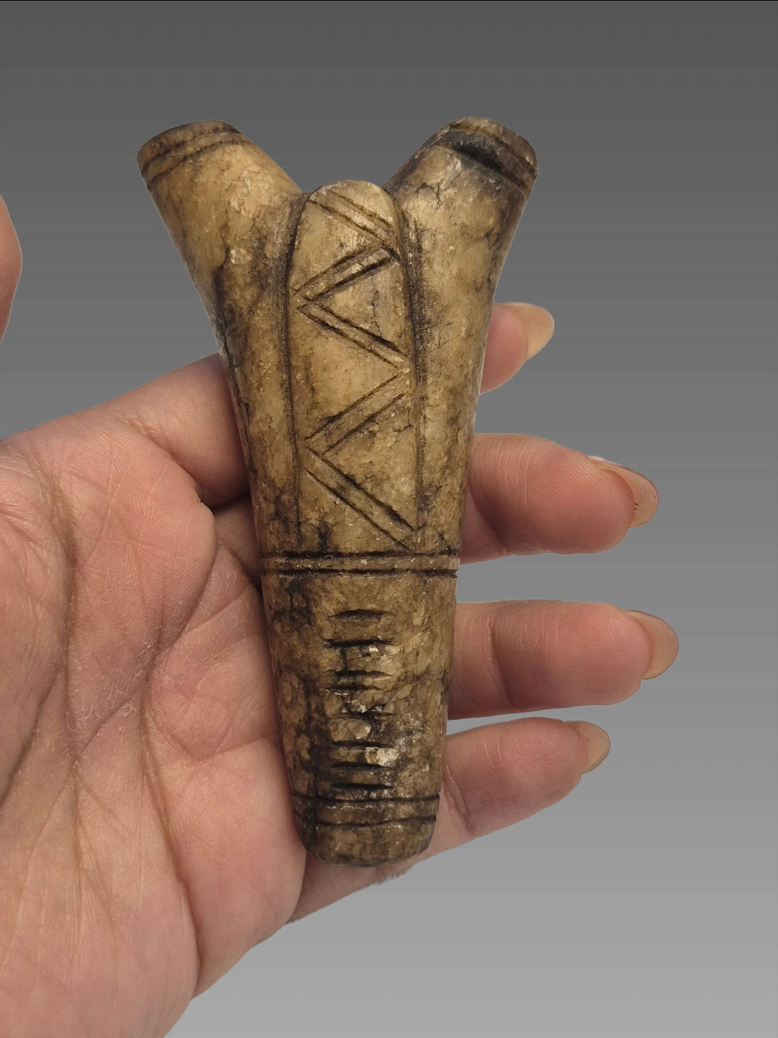 Pre-Columbian Taíno Carved Stone Inhaler (1 of 6)