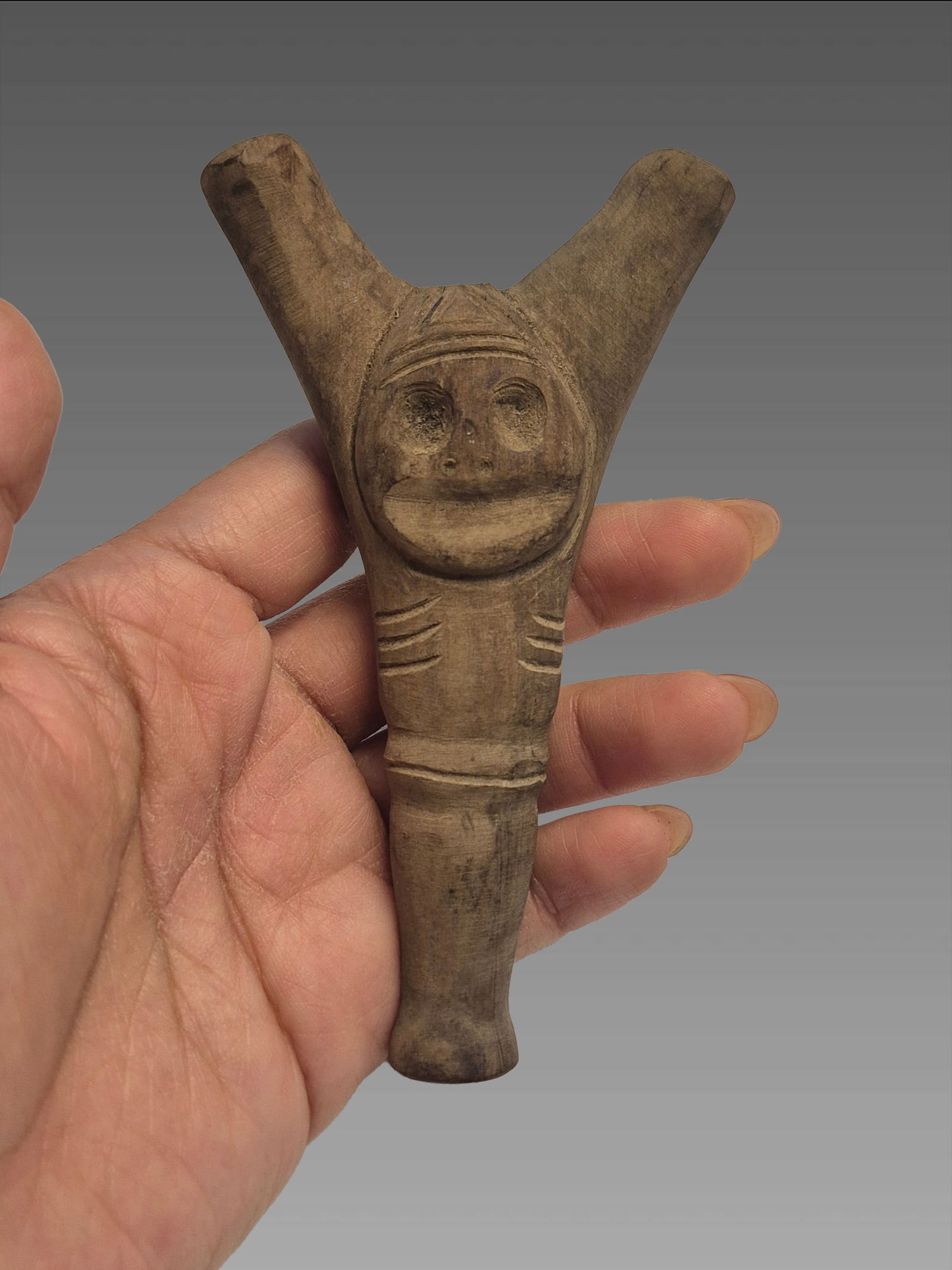 Pre-Columbian Taíno Clay Ritual Inhaler: 2.5"x4.5" Pre-Columbian Taíno Clay Ritual Inhaler