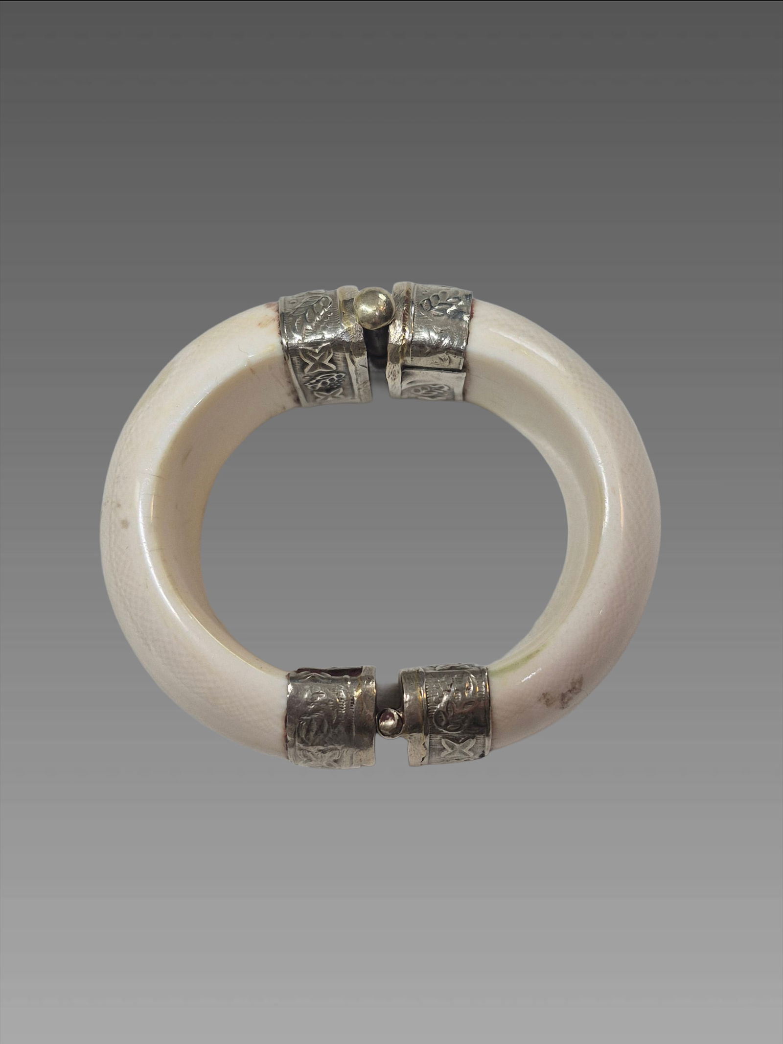 Antique Wide Cuff Bracelet With Sterling Silver: 3"x2.5" Antique Wide Cuff Bracelet With Sterling Silver