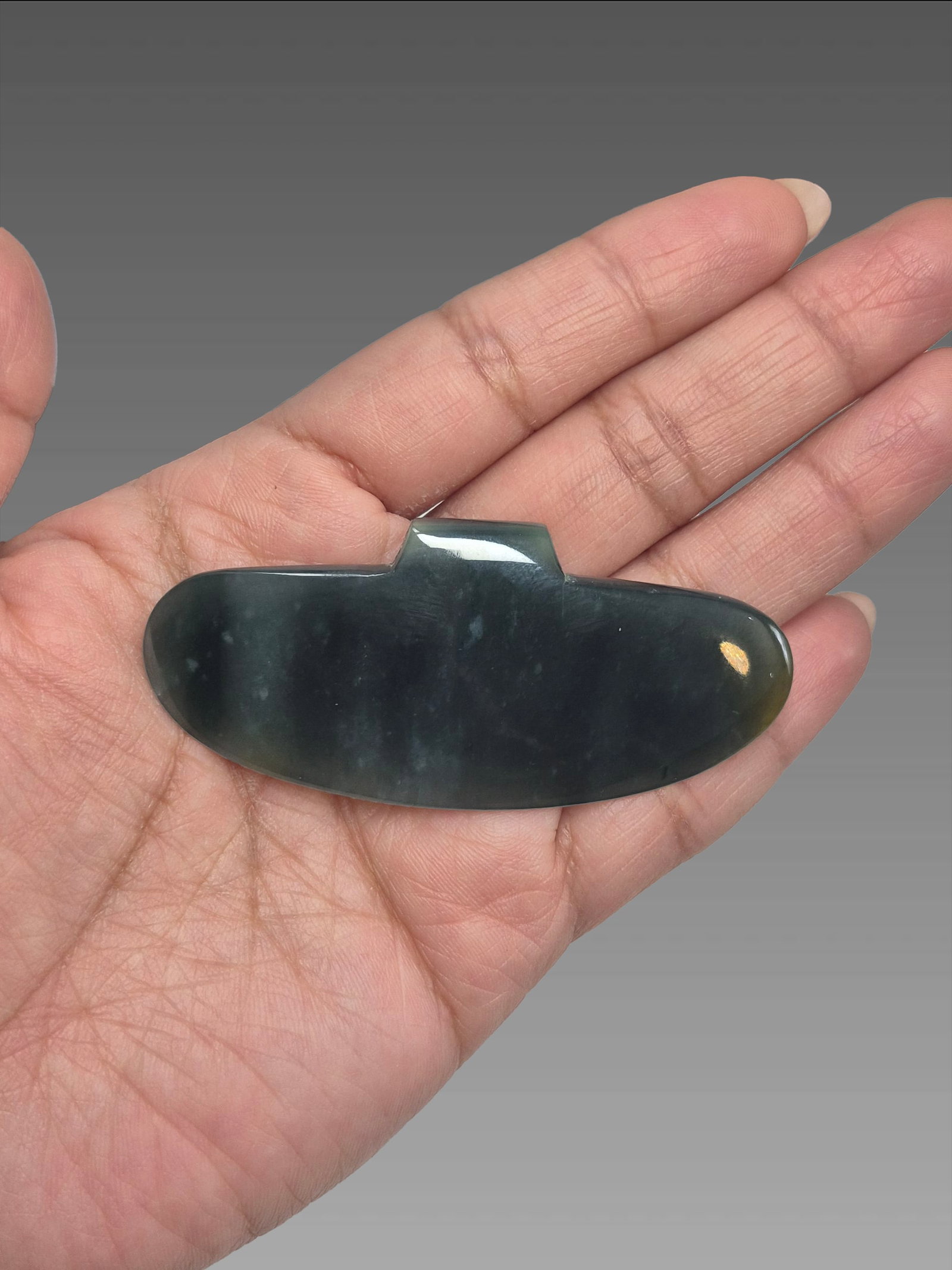 Pre-Columbian Style Blue Jadeite Jade Pectoral: 1"x2.5" Pre-Columbian Style Blue Jadeite Jade Pectoral