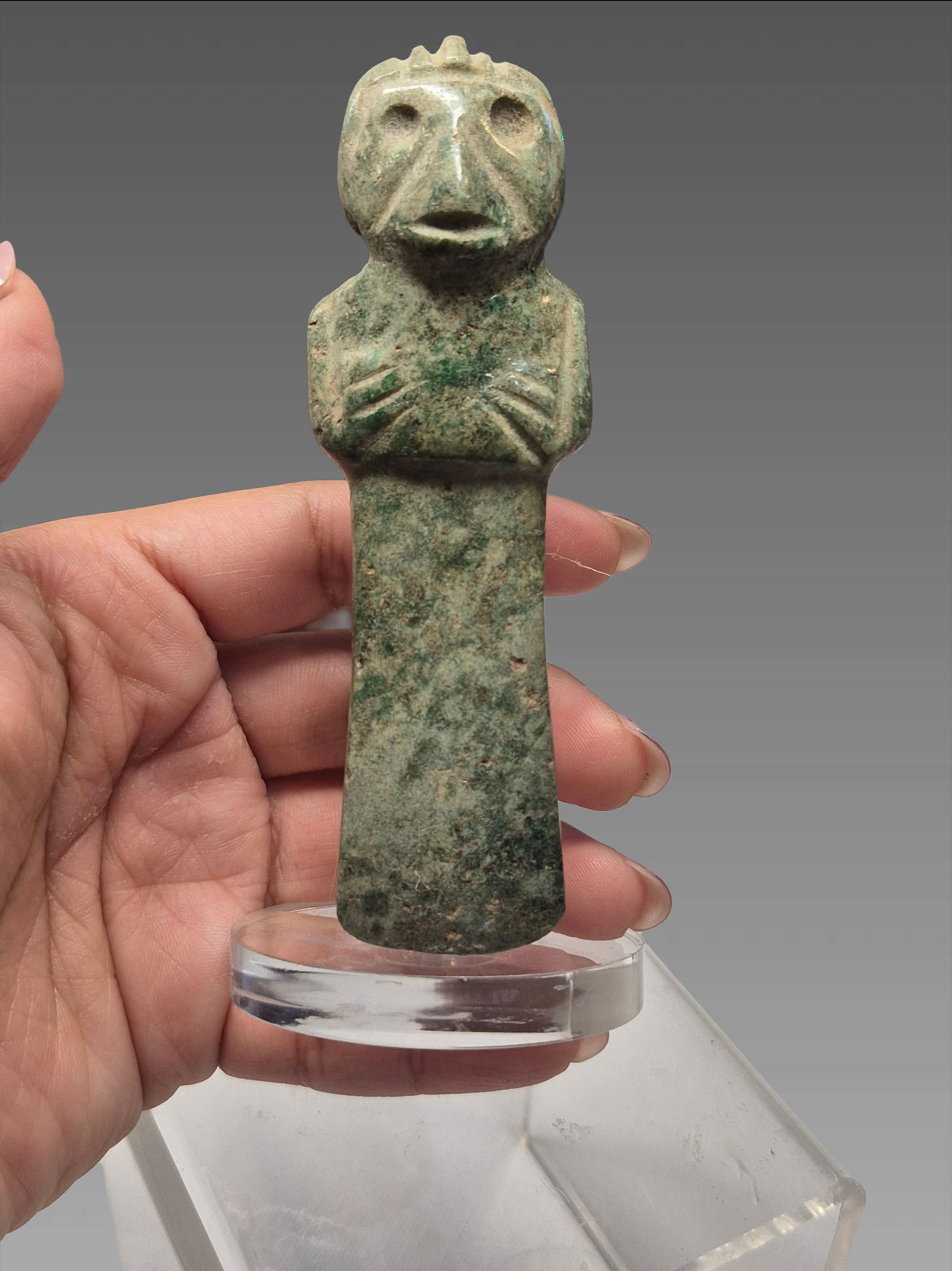 Pre-Columbian Jade Anthropomorphic Avian Celt-Figure (1 of 4)