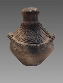Pre-Columbian Taíno Carved Pottery Vessel Fluted