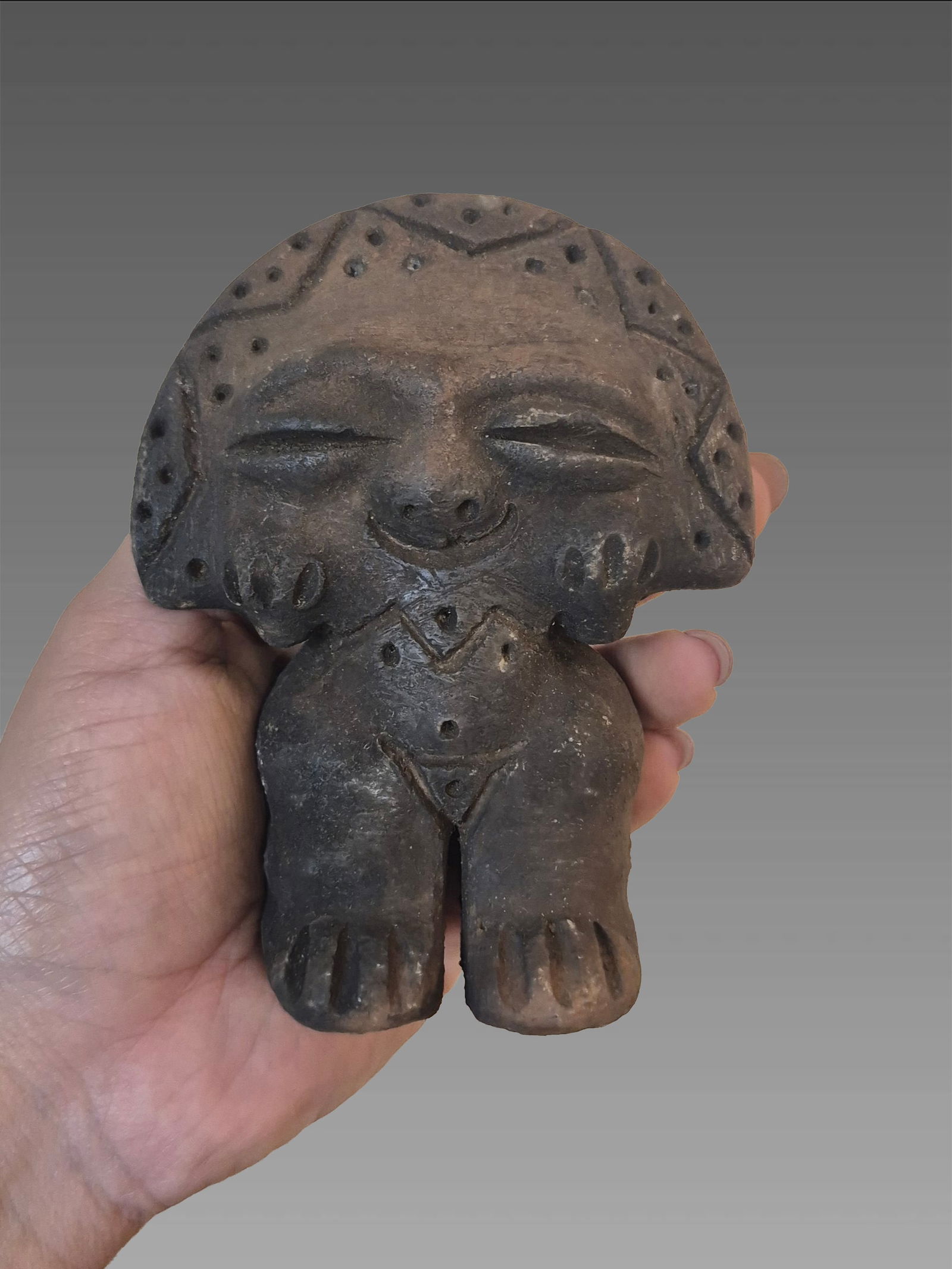 Pre-Columbian Taino Moon Godess Ceramic Sculpture: 3"X4" Pre-Columbian Taino Moon Godess Ceramic Sculpture