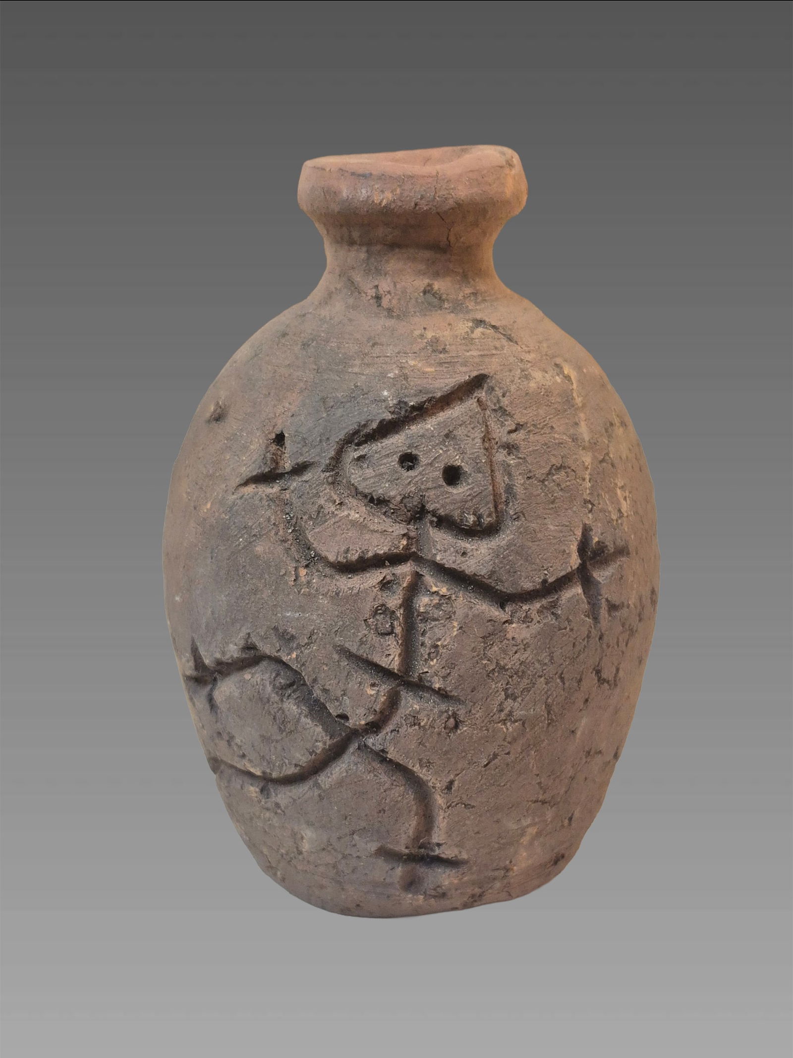 Pre-Columbian Taino Pottery Flutted Vessel: 4"X5" Pre-Columbian Taino Pottery Flutted Vessel