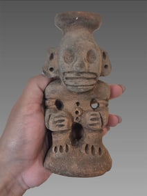 Pre-Columbian Taino Ceramic Cohoba Ritual Statue Figure