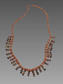 Pre-Columbian Spondyllus Shell and Gold Bell Bead Necklace