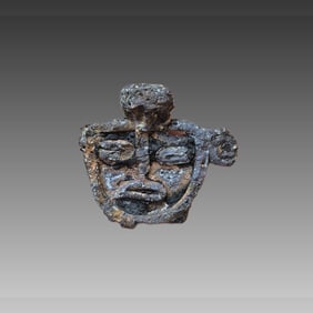 Pre-Columbian Bronze Maskette Pendant
