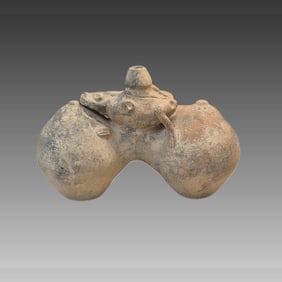 Pre-Columbian Zoomorphic Fertility Pottery Vessel