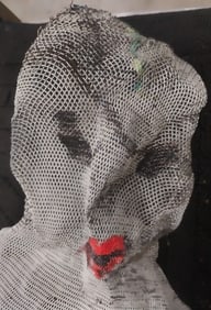 Nude Lady -Signed Mesh Sculpture - Unique - 35 in Tall