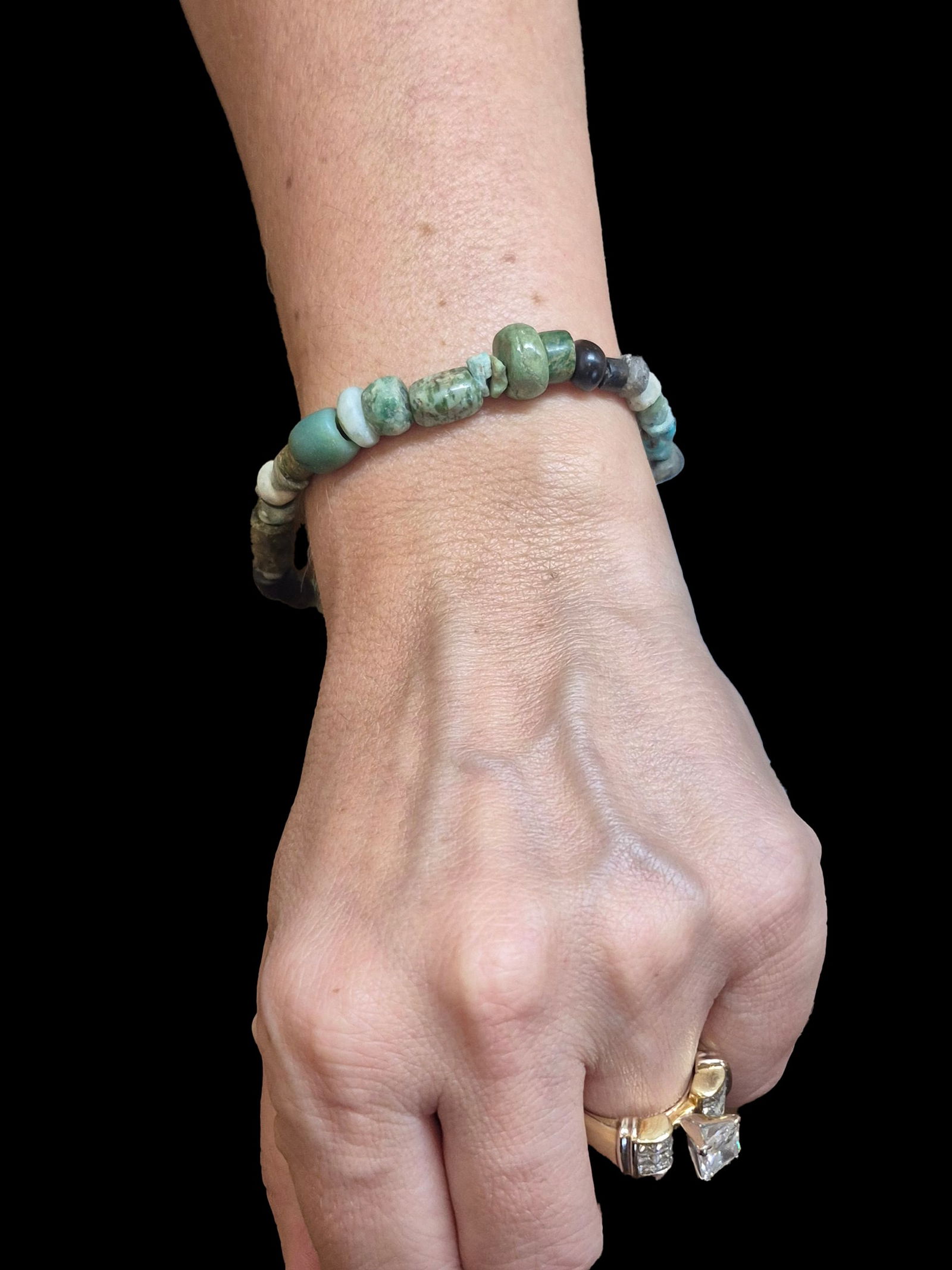 Pre-Columbian Mayan Assorted Jadiete Jade Beaded Bracelet (1 of 6)