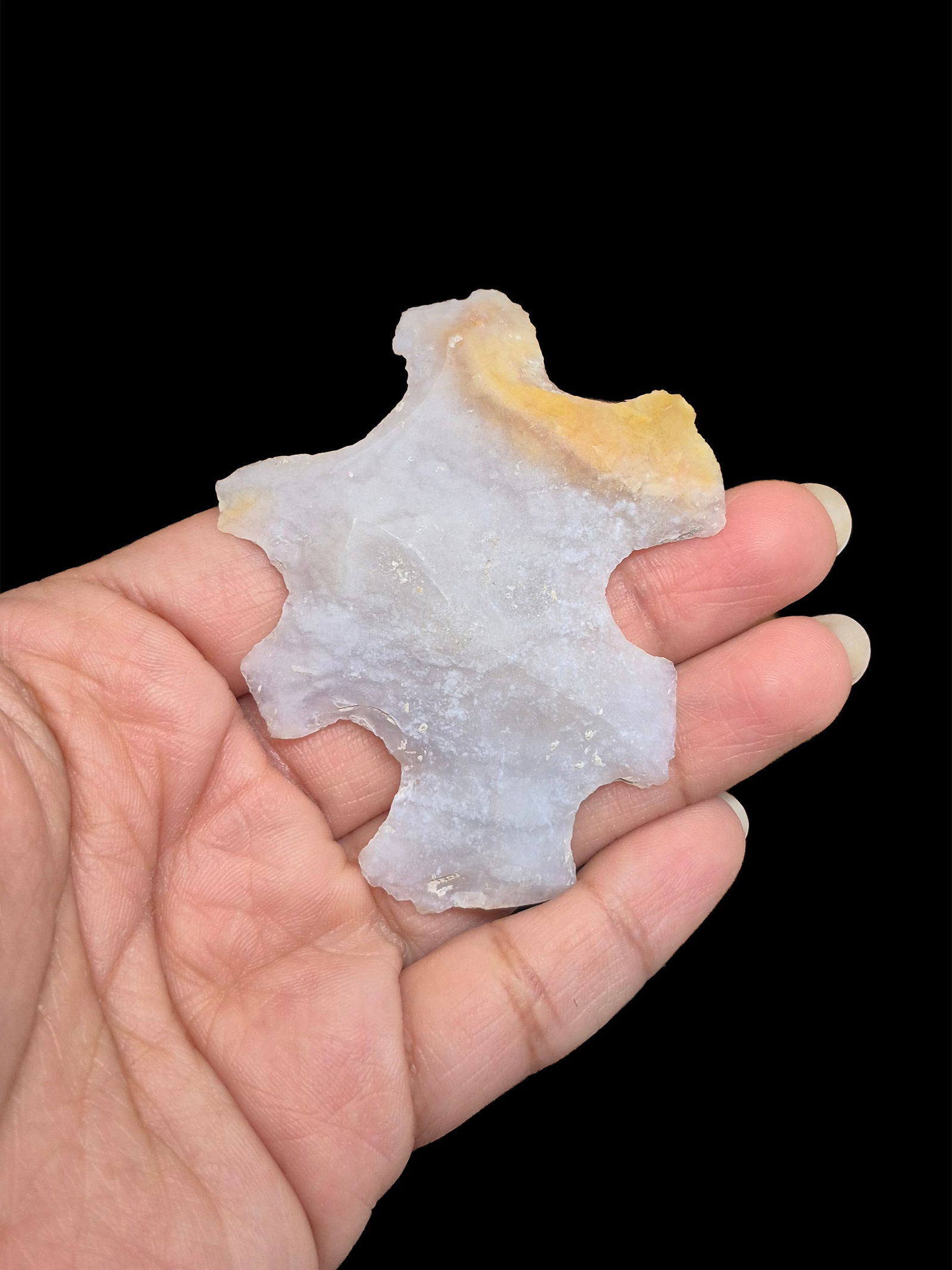 Pre-Columbian Mayan Gem Chalcedony Eccentric: 2.5"x2" Pre-Columbian Mayan Gem Chalcedony Eccentric, Mesoamerica, 500-900 CE